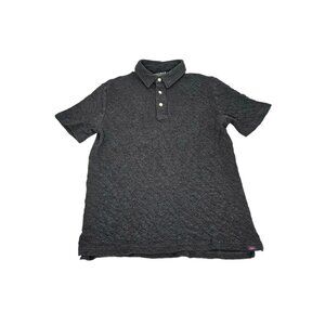 Faherty Cloud Cotton Polo Shirt Textured Men's Medium Charcoal Pima Cotton Modal